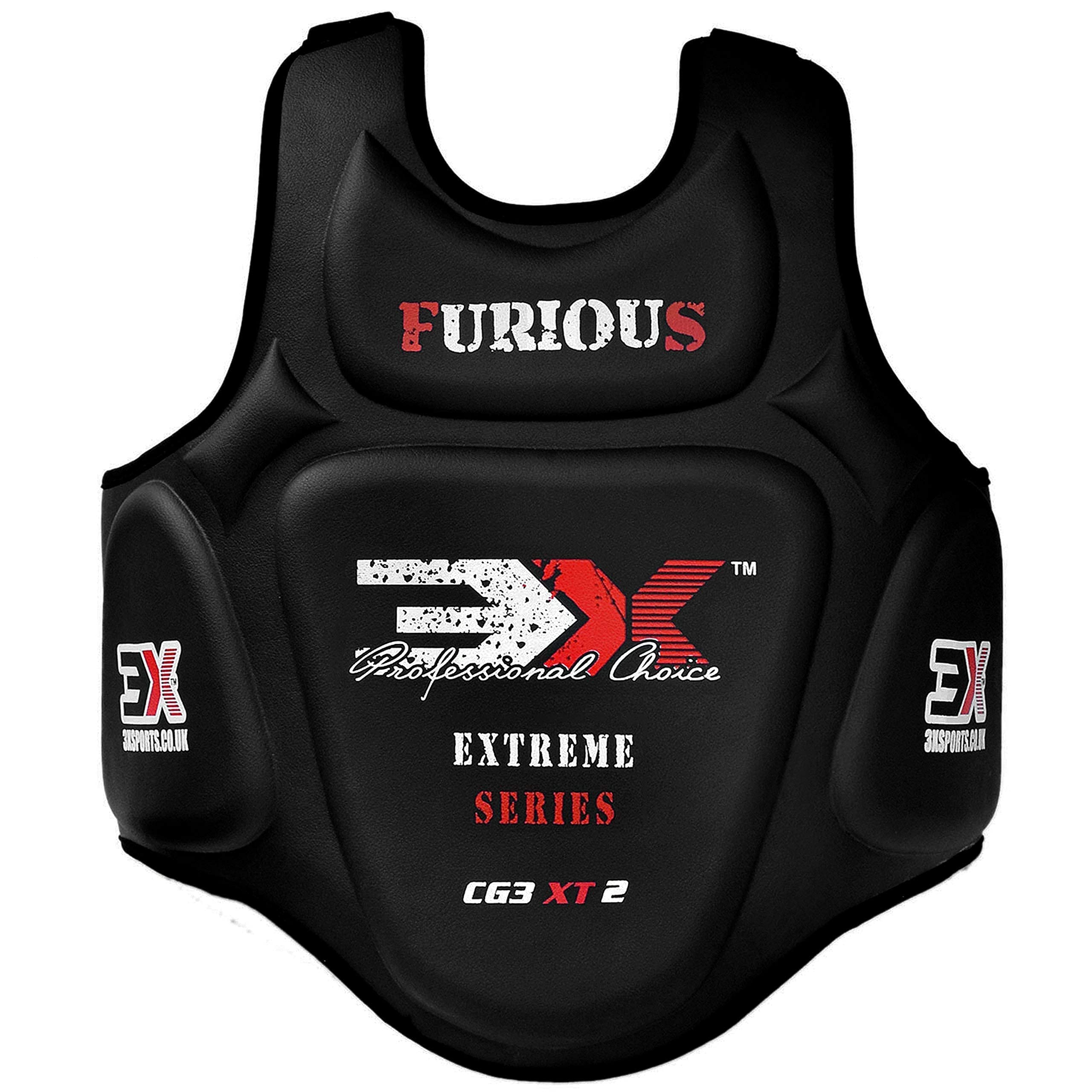 3X Sports Chest Guard, MMA Kickboxing Muay Thai Boxing Body Protector, Taekwondo Vest kickboxing Shield Upper Body Belly Ribs Protection Training Pad
