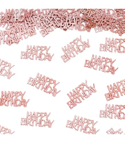 Happy Birthday Konfetti Rose Gold & Schwarz – 100 Stück, Glitzernd, Für Tischdeko & Party
