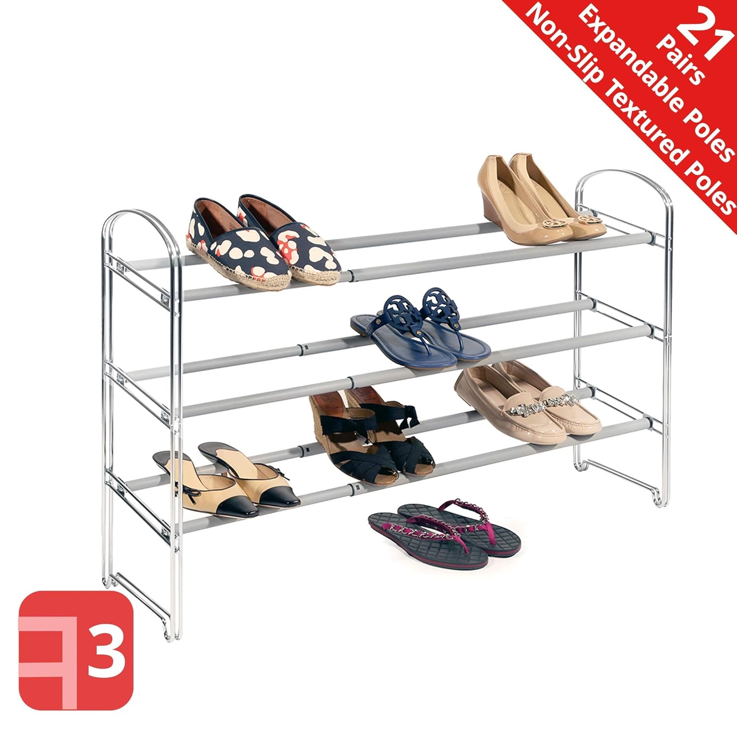 Best Seville Classics Chrome 3-Tier Expandable Shoe Rack