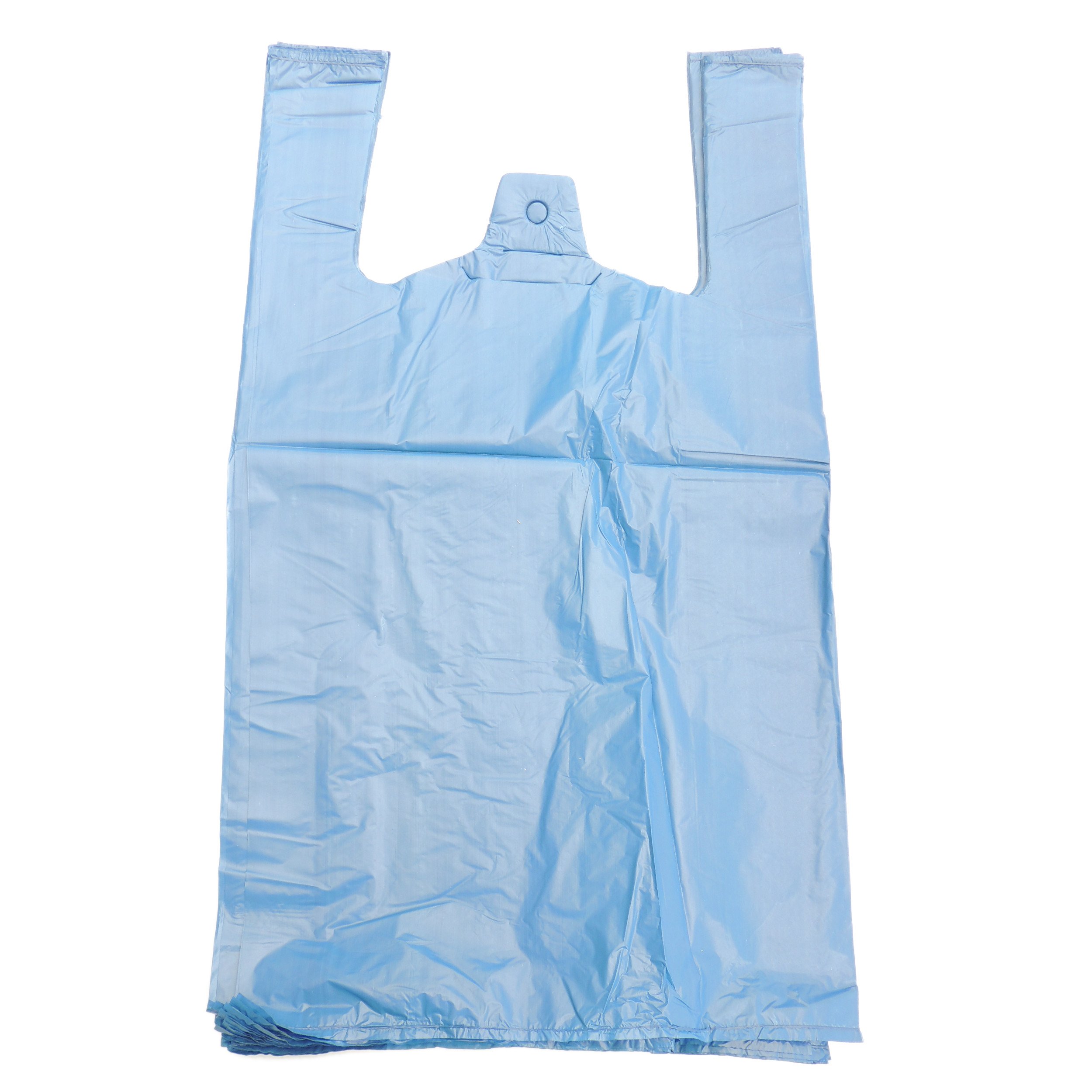 EPOSGEAR Extra Strong Eco Recycled Plastic Vest Carrier Shopping Bags - Perfect for Shops, Market Stalls, Off Licences etc (24mu Large - 11" x 17" x 21", Blue, 100)