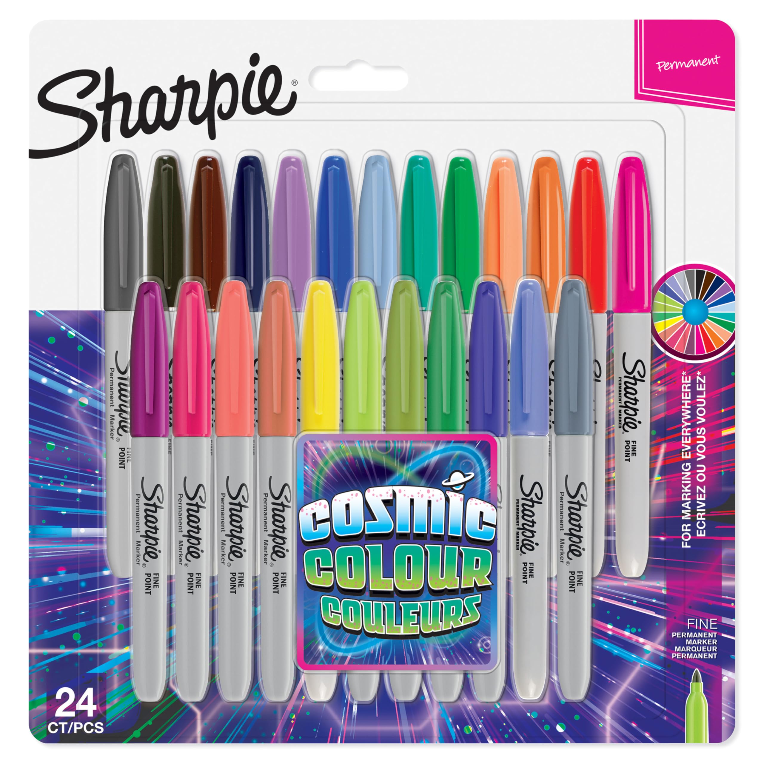 Sharpie Permanent Markers | Fine Point | Cosmic Colour | Limited Edition | 24 Count