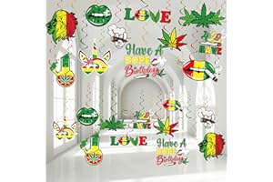Dianelhall 51 Pcs Weed Themed Decorations Weed Spiral Hanging Whirl Streamers Weed Party Hanging Swirl Supplies Weed Ceiling Streamers Theme Decor for Adults 420 Birthday Party Room Decor