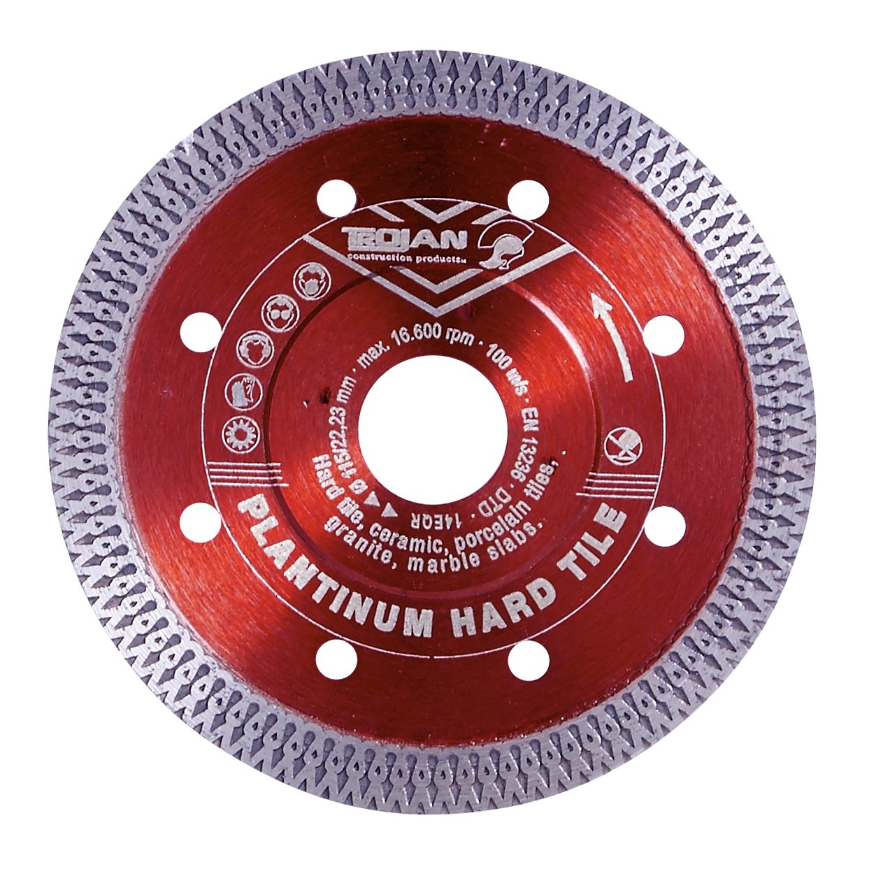 Trojan Platinum Hard Tile Diamond Blade - Tile Cutting Blade for Porcelain, Granite, Ceramic, Marble & More