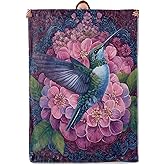 Mounidso Bird Blanket, Hummingbird Floral Flannel Blanket Gifts for Women, Soft Warm Lightweight Hummingbirds Blankets for Living Room Home Decor 50" x 60"