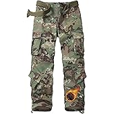 TRGPSG Men's Fleece Lined Hiking Pants Winter Camo Cargo Pants Windproof Tactical Casual Work Ski Pants with 8 Pockets