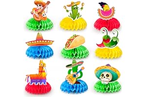 Fiesta Honeycomb Table Centerpiece,9pcs Mexican Fiesta Party Centerpieces,Cinco de Mayo Table Decorations & Mexican Centerpie