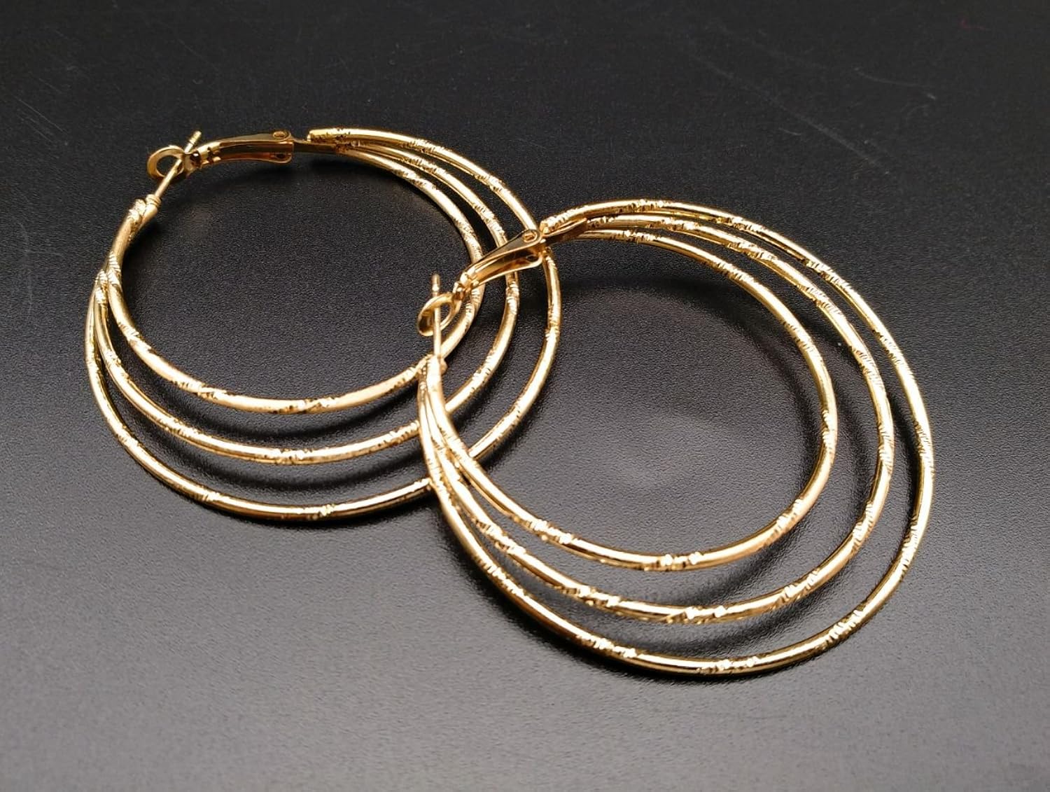 satyam kraft 3 layered golden hoop earring for women