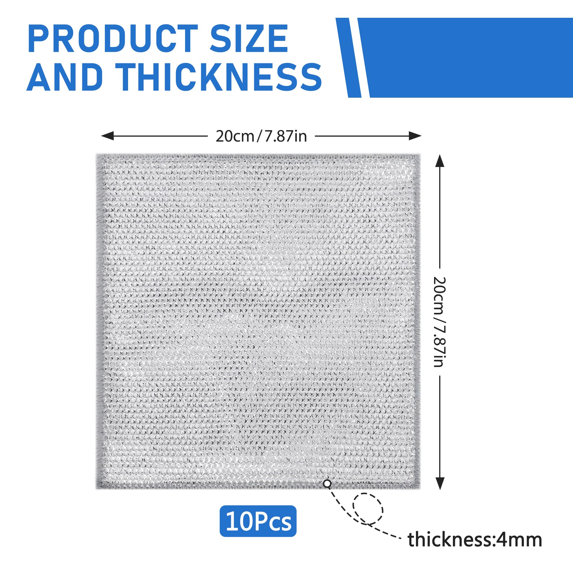 10PCS Set Non-Scratch Steel Wool Dishcloth - Multi Purpose Wire Dishwashing Rags Kitchen Towels and Dishcloths Sets Durable Cleaning Pads Bathroom Home Essentials Cleaning Supplies Tools