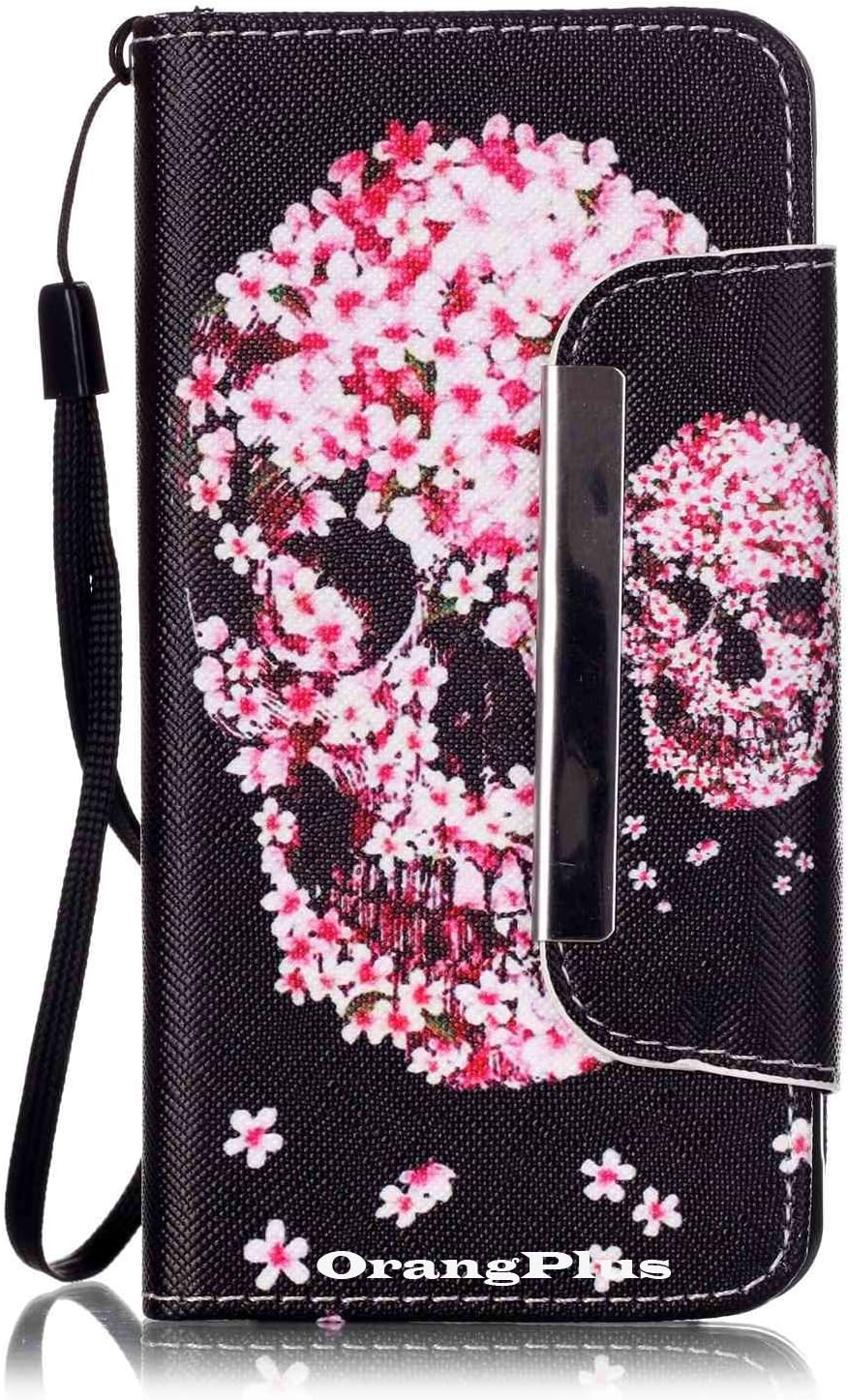 A3 2016 Case, Galaxy A3 2016 Wallet Case, OrangePlus Samsung Galaxy A3 2016 Case, Folio Flip PU Leather Wallet Stand Case Cover for Samsung Galaxy A3 2016 A310 (Flower Skull)