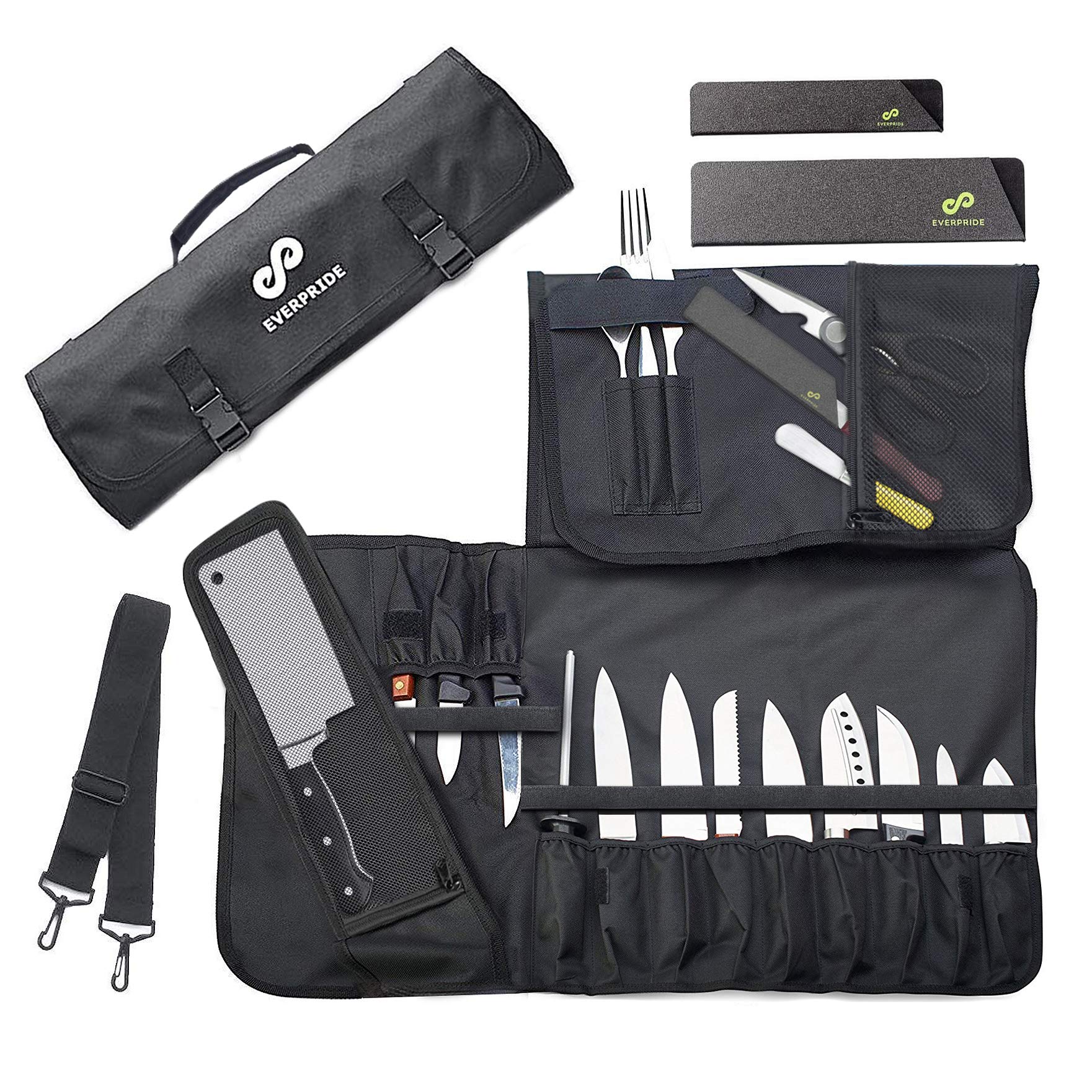 Chef Knife Roll Bag (17 Slots) Holds 12 Knives, Meat Cleaver and