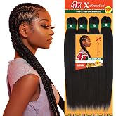 Sensationnel X-Pression Prestretched Braids-4X Braid 38in,1pk 1 JETBLACK | Braiding Hair,Kanekalon, Flame-Retardant, Synthetic, Box Braids &amp; Twists