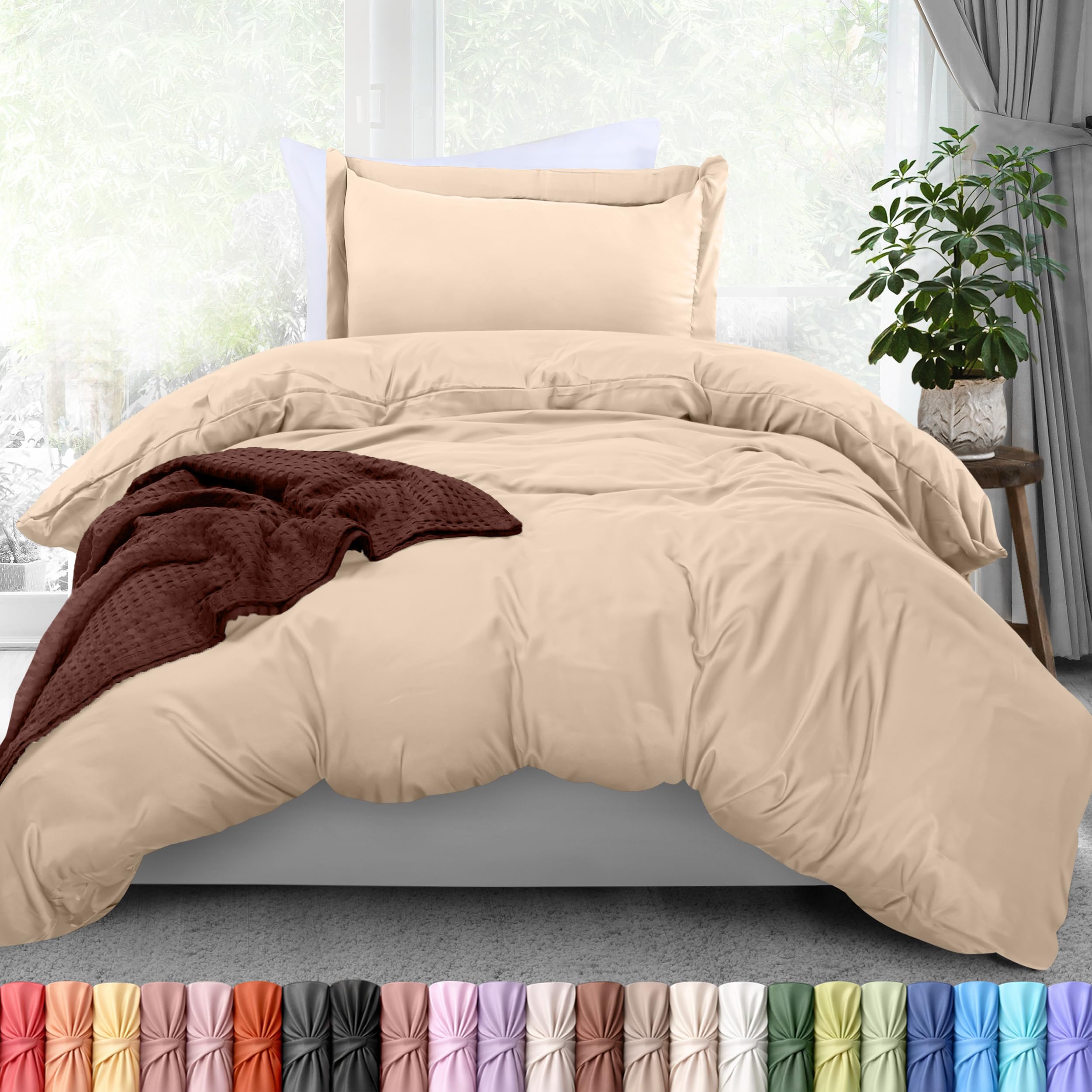 Utopia Bedding Double Duvet Cover Set - 1 Duvet Cover with 1 Pillowcase - 2 Piece Duvet Cover with Zipper - Ultra Soft Brushed Microfiber, 172 x 228 cm (Twin/Twin XL, Beige) — image 1