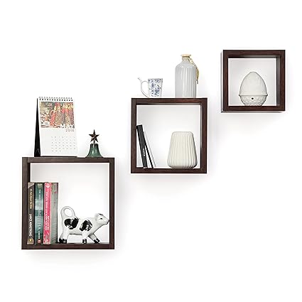 Forzza Kate Wall Shelf, Set of 3 (Matte Finish, Wenge)