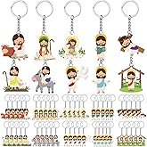 CroBlissful 50 Pcs Acrylic Christian Jesus Keychains Bulk,Religious Key Chains Gifts for Easter,Sunday School,Nativity
