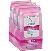 Vagisil Odor Block Daily Freshening Wipes for Feminine Hygiene in Resealable Pouch, Gynecologist Tested & Hypoallergenic, 20 