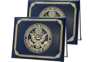 GraduatePro US Citizenship Certificate Holder | US Citizenship Gifts | Naturalization Certificate Padded Cover Printed with Golden Great Seal of The United States, Pack of 2
