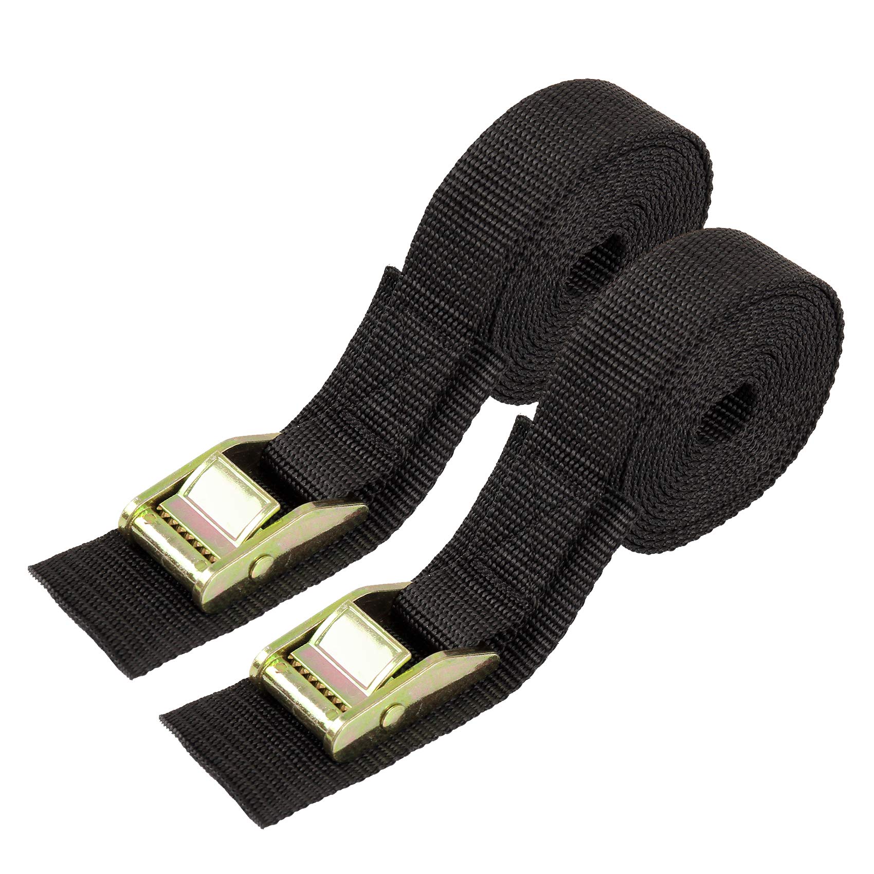 Lashing Strap 8 FT Tie Down Straps Cargo Kayak Strap Thickened Sturdy Cam Lock Buckle 2 Pack,2.4m x25mm（Black）