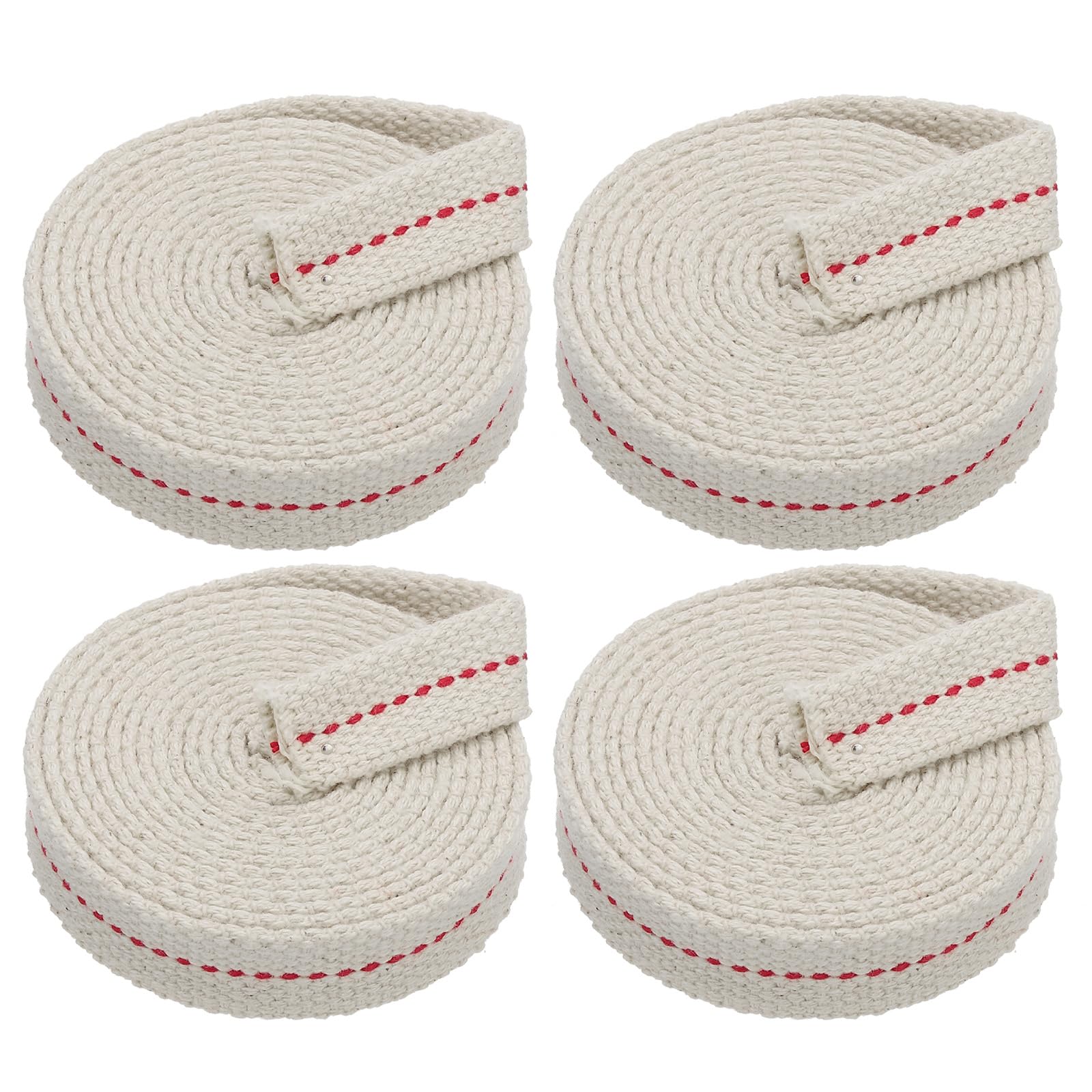 PATIKIL 5/8" Wide 6 Feet 100% Cotton Flat Wick, 4 Rolls Oil Lamp Wicks with Red Stitch for Kerosene Lamp Lantern Oil Burner