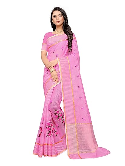 leeza store Womens Super Net Saree With Unstitched Blouse Piece