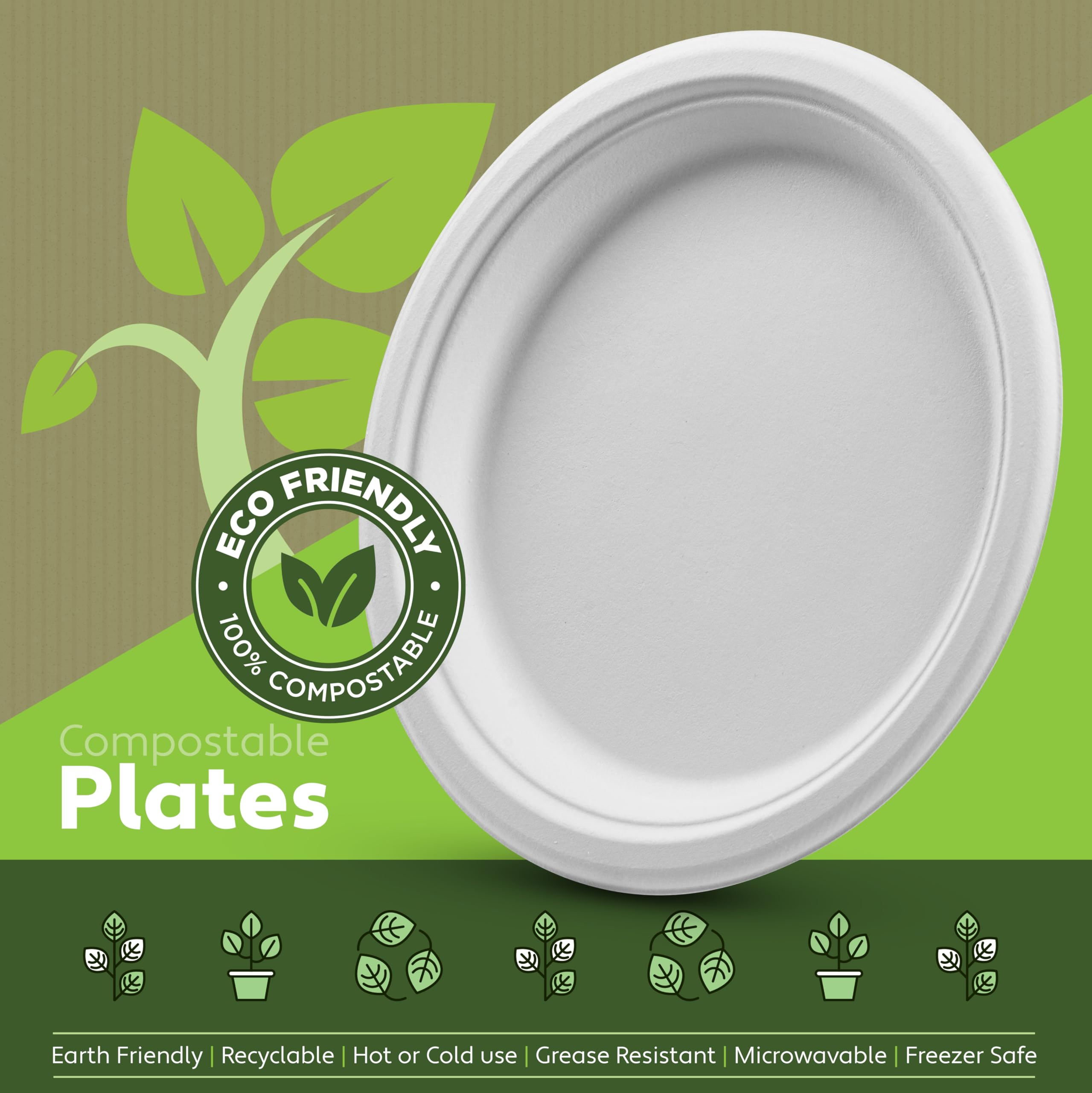 Mua 100 Compostable Paper Plates Heavy Duty 150 Pack Biodegradable