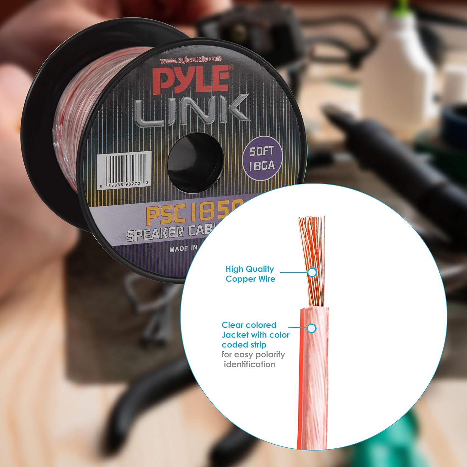 Pyle PSC1850 18-Gauge 50-Feet Spool of Speaker Zip Wire: Car Electronics