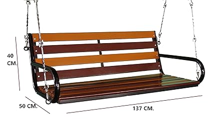 Kaushalendra Garden Zula Wooden Hanging Swing Teak Set 137 cm