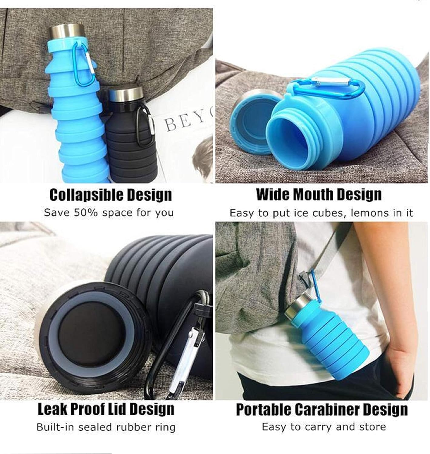 Amazon Com Collapsible Water Bottle Bpa Free Reusable