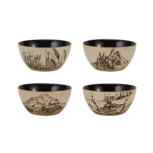 Mossy Oak Animal Print 16 Piece Dinnerware Set, Black and Beige in