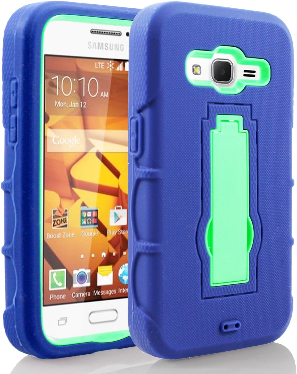 Samsung Galaxy Prevail LTE Case, Samsung Galaxy Core Prime Case, Starshop(TM) Samsung Galaxy Core Prime G360 Premium Durable Rugged Shell Hybrid Protective Phone Case Cover with Built in Kickstand Blue/Green