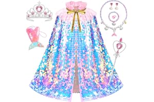 CHILLIFE Princess Dress Up Clothes for Girls, 9Pcs Mermaid Costume Girls Birthday Gifts Cape Kit for Little Girls 3-8 Years Old, Princess Toys for Christmas Halloween Party Favors