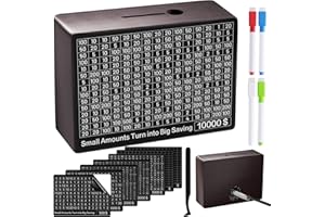 Qimshemi Money Saving Box, Piggy Bank Savings Challenge Box with 8 Goals for Adults & Kids, Wooden Money Savings Box Money Bank for Coin & Cash Vault, Money Saver, Alcancias De Dinero, Caja De Ahorro