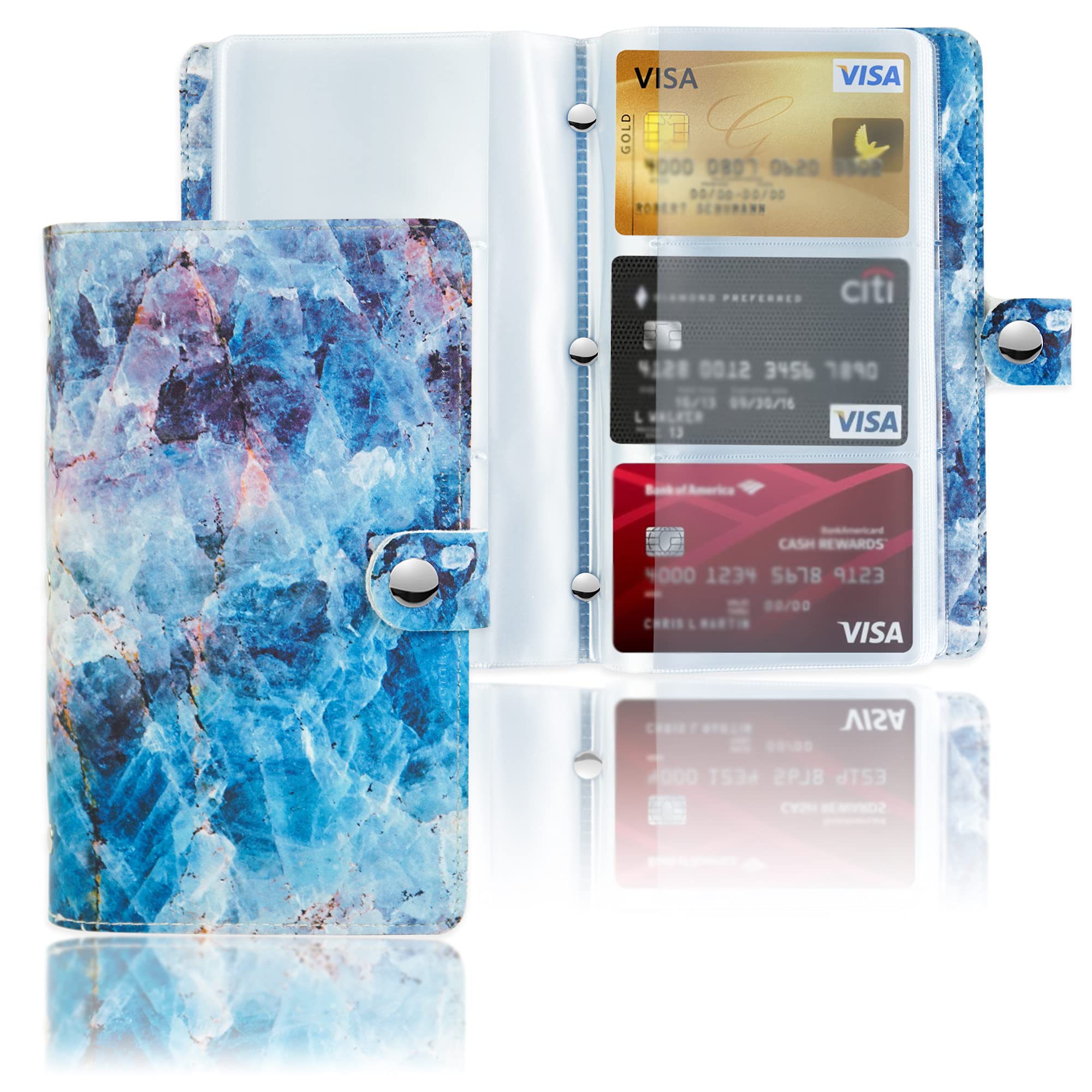 lizimandu Business Card Holder Book, Business Card Book Case PU Leather Organization Binder Name ID Card Holder for Men & Women, Up to 96 Cards Capacity(1-Crystal)