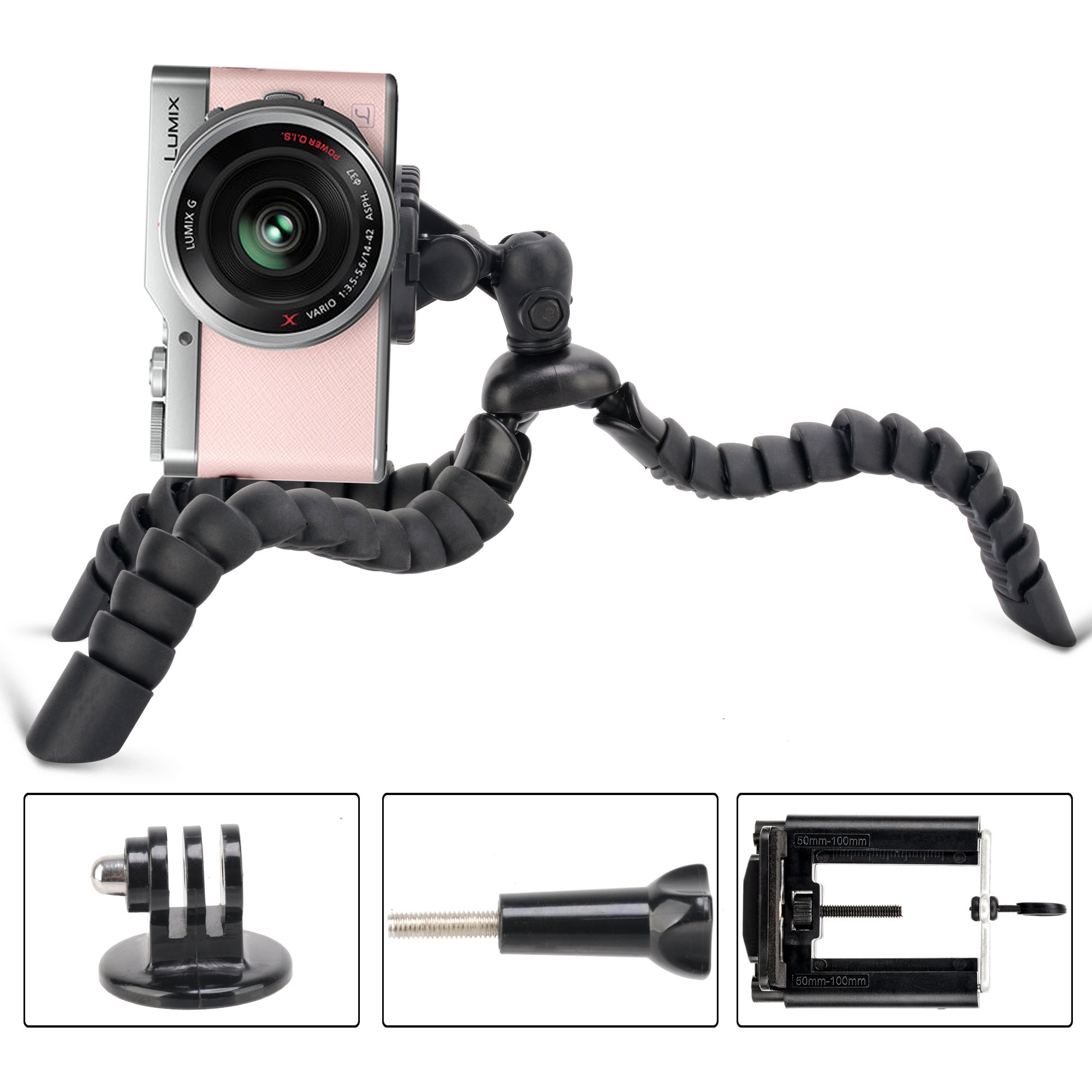 Tairoad Flexible Tripod Mini Desk Travel Tripod with Free Smartphone and Gopro Mount Adapter MG12
