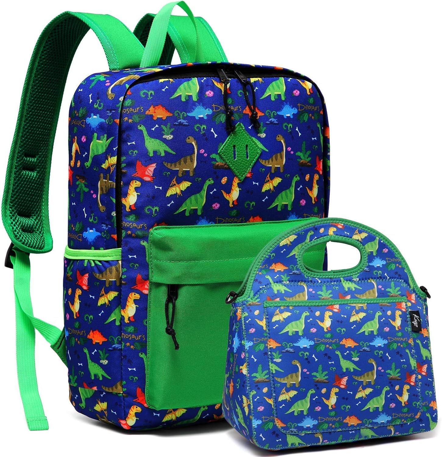 Kids Backpack and Lunch Bag Set, Kasqo Cute Dinosaur Boys