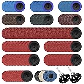 108Pcs 2 Inch Sanding Discs Set, Quick Change & Steady, Die Grinder Sanding Disc with 1/4 Inch Holder, Widely Used, Drill Die Grinder Accessories for Grind Polish Burr Finish Rust Paint Removal