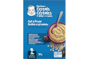 GERBER Cereal Stage 2 - Oat and Prune, Baby Food, Cereal, 6+ Months, 227 g, 6 Pack - Packaging May Vary