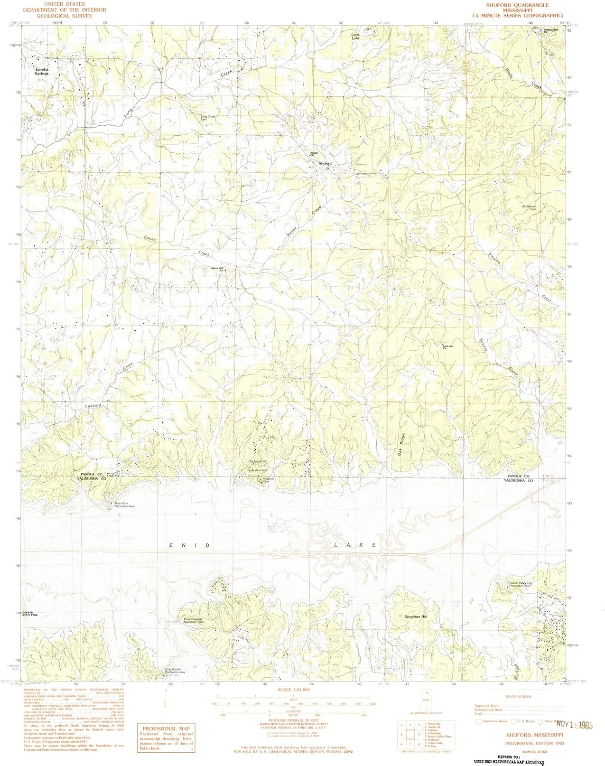 1983 Shuford, MS - Mississippi - USGS Historical Topographic Map : 44in x 55in