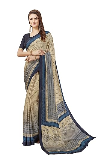 Womens Crepe & Silk Saree With Blouse Piece (fusion-8308-a_Blue)
