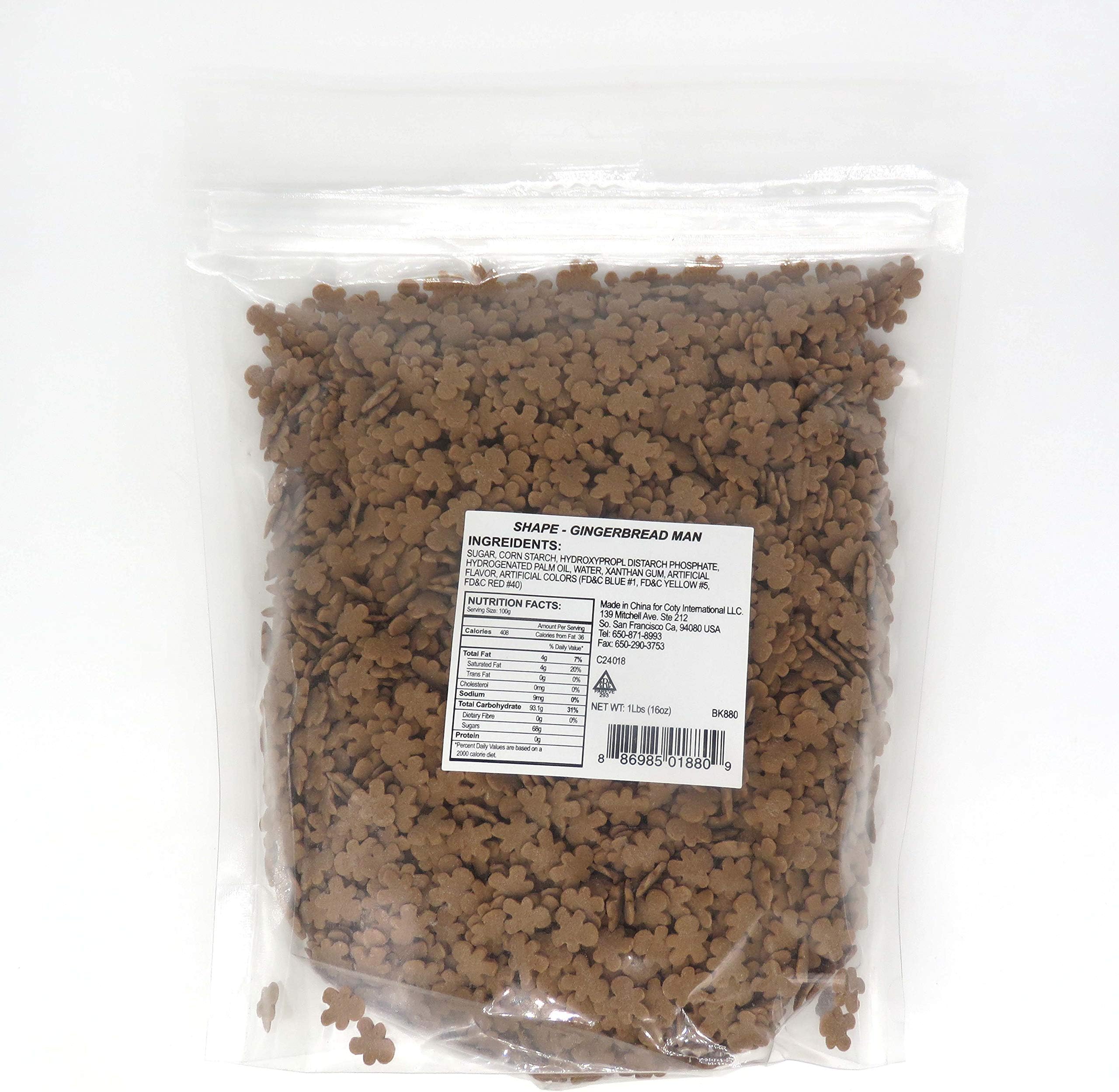 POSHPIN Gingerbread Man Sprinkles, Christmas Sprinkles, Brown Sprinkles, Edible Cake Decoration (1 lb bag, 5 packs)