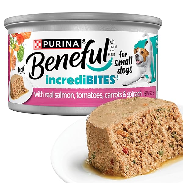 PURINA BENEFUL SMALL BREED WET DOG FOOD, INCREDIBITES LOAF WITH REAL SALMON RECIPE – (PACK OF 12) 3 OZ. CANS