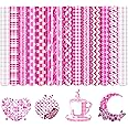 Pink Ribbon Permanent Vinyl - 12 Sheets 12x10 Inch Patterned Adhesive For Crafting