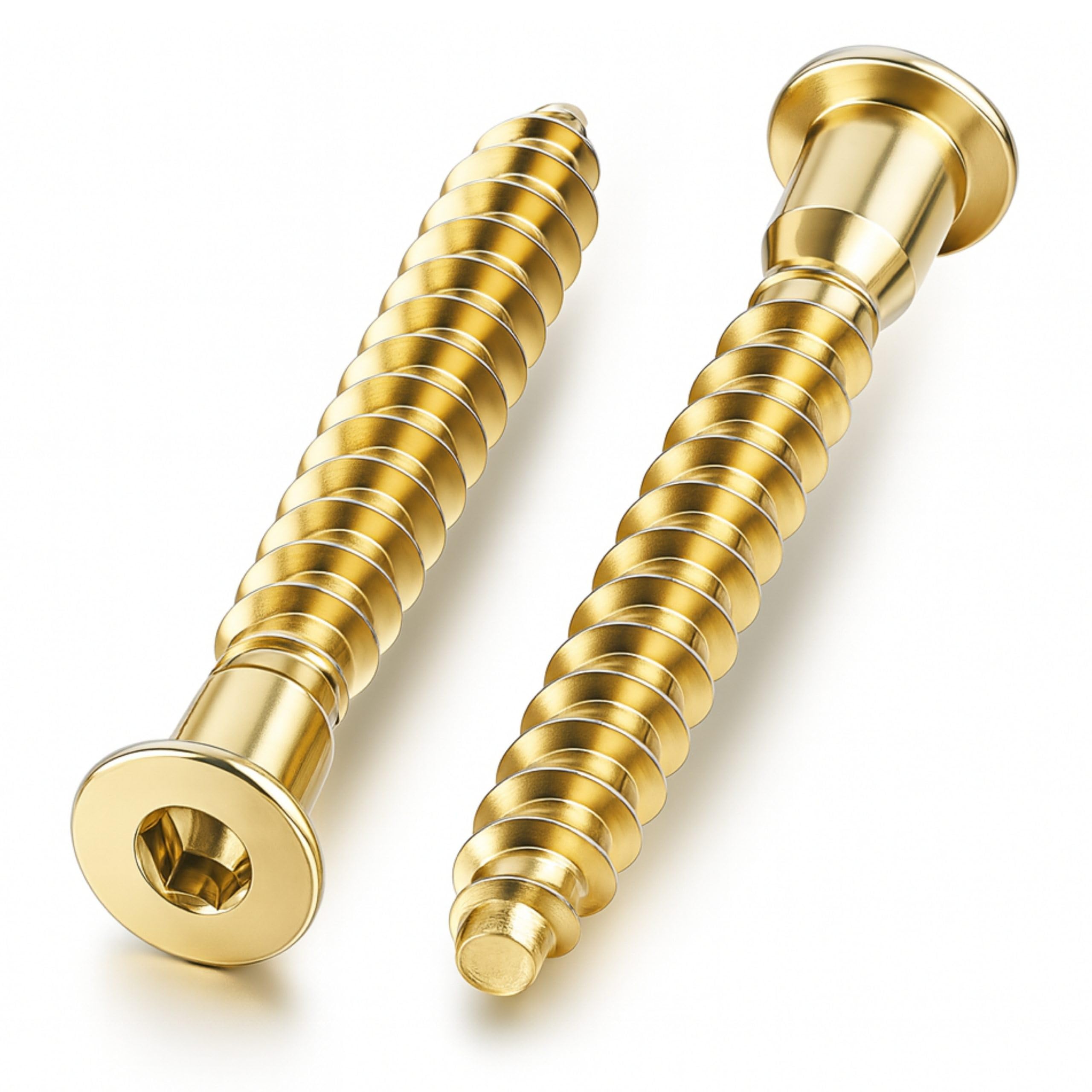 HEXATON Confirmat Screws 7 x 70 mm – 100 Pieces – Countersunk Head with Hex Socket – Fully Threaded – Yellow Zinc-Plated Steel – Furniture Screws