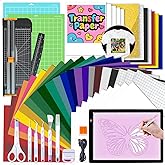 The All-in-One Accessories and Supplies Bundle for Cutting machines and All Explore Air - Craft Kit with Weeding Tools, HTV Vinyl, Permanent Vinyl, LED Light Pad, Paper Cutter for Crafting Projects