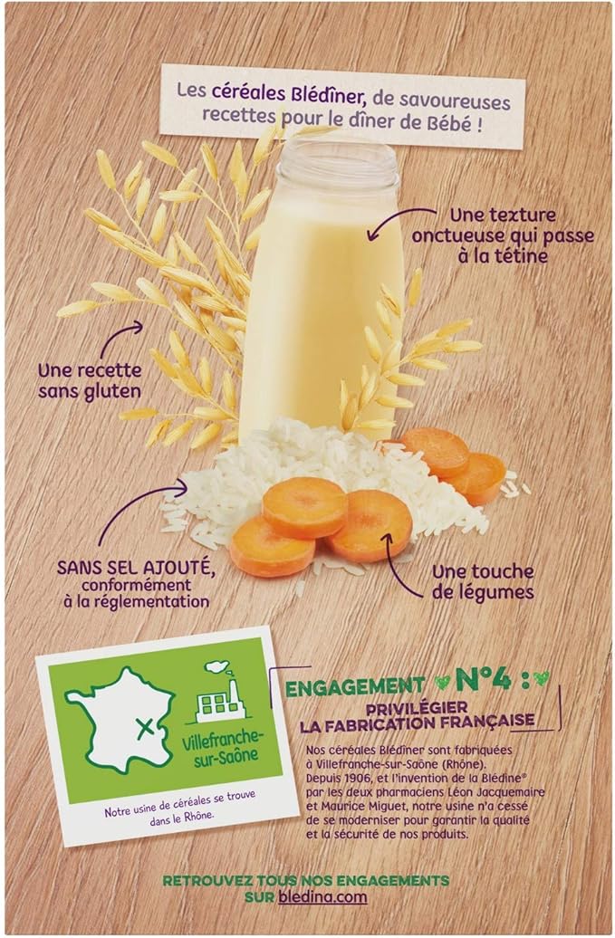 Bledina Blediner Cereales Bebe Repas Du Soir Des 6 Mois Riz Carottes 210g Packx7 Amazon Fr Epicerie