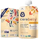 Cerebelly Organic Baby Food Pouches, Sweet Potato Pinto Bean with Chicken Bone Broth, 16 Nutrients, Protein & Healthy Fats, 4oz, 6 Pack