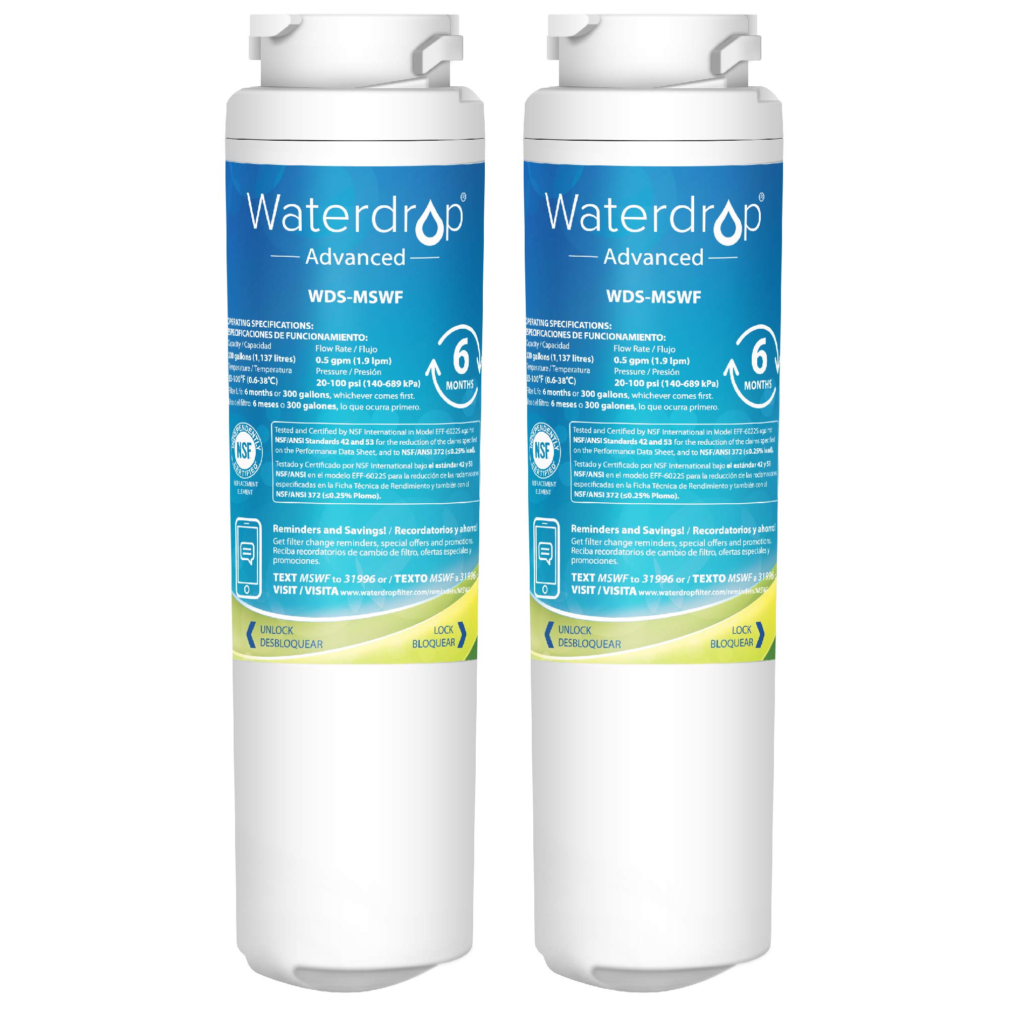 Waterdrop NSF 53&42 Certified Refrigerator Water Filter, Compatible