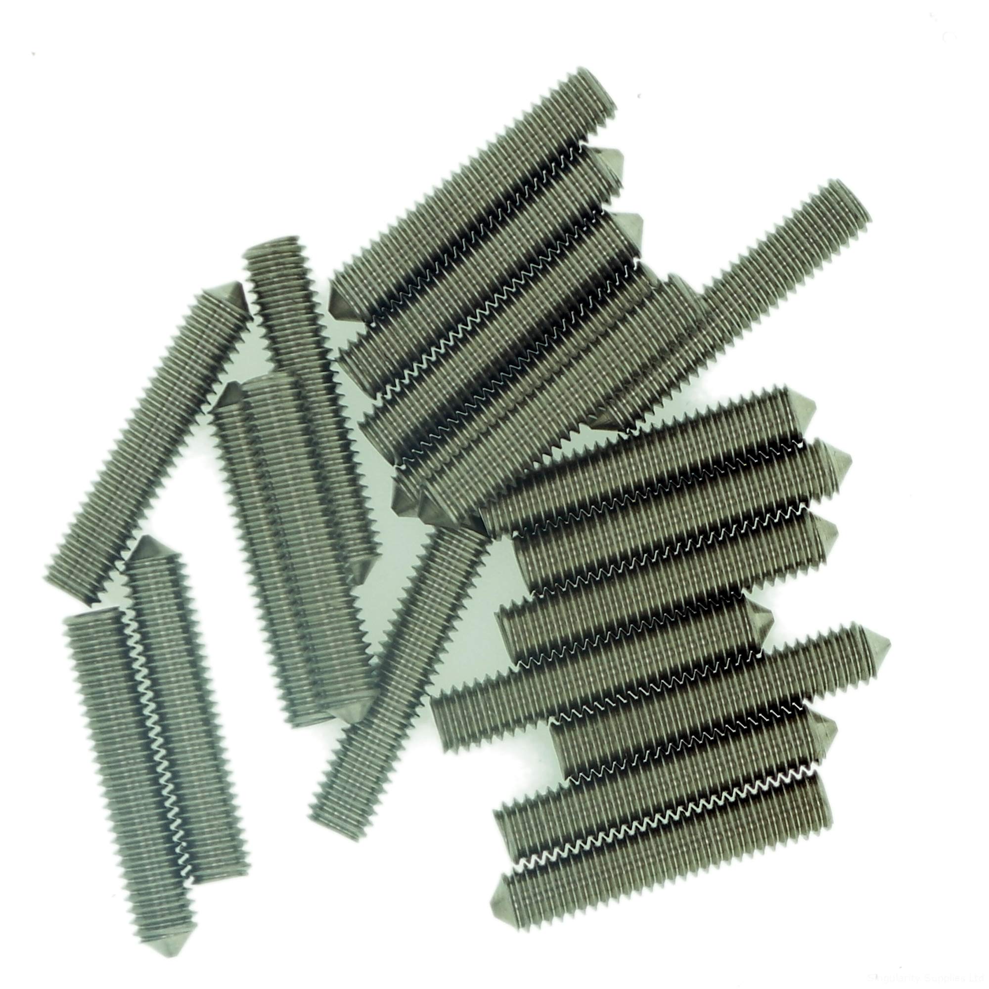 M8 (8mm x 35mm) Hex Socket Grub Screw (Cone Point) - Stainless Steel (A2) (Pack of 10)