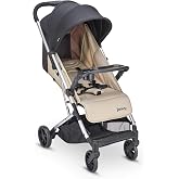Joovy Kooper Lightweight Compact Baby Stroller, Sand | Removable swing-open tray, big wheels, reclining seat, footrest, extra-large retractable canopy