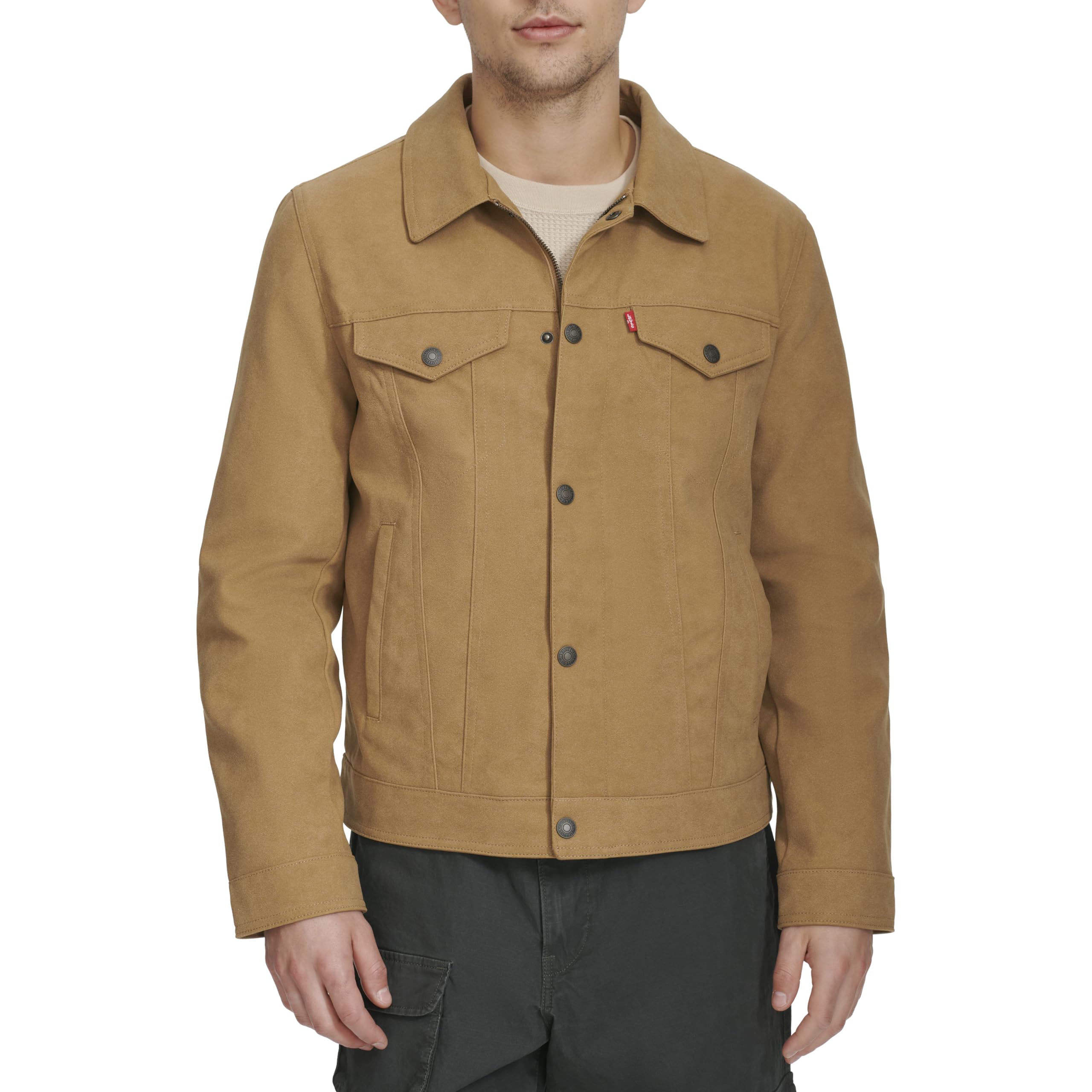 Levi's Men's Legacy Leather Classic Trucker Faux Suede Jacket, Tan Faux Suede, Small Image