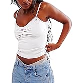 Danysu Women Padded Spring Tank Top Rose Square Neck Crop Tank Fitted Basic Cami Tops